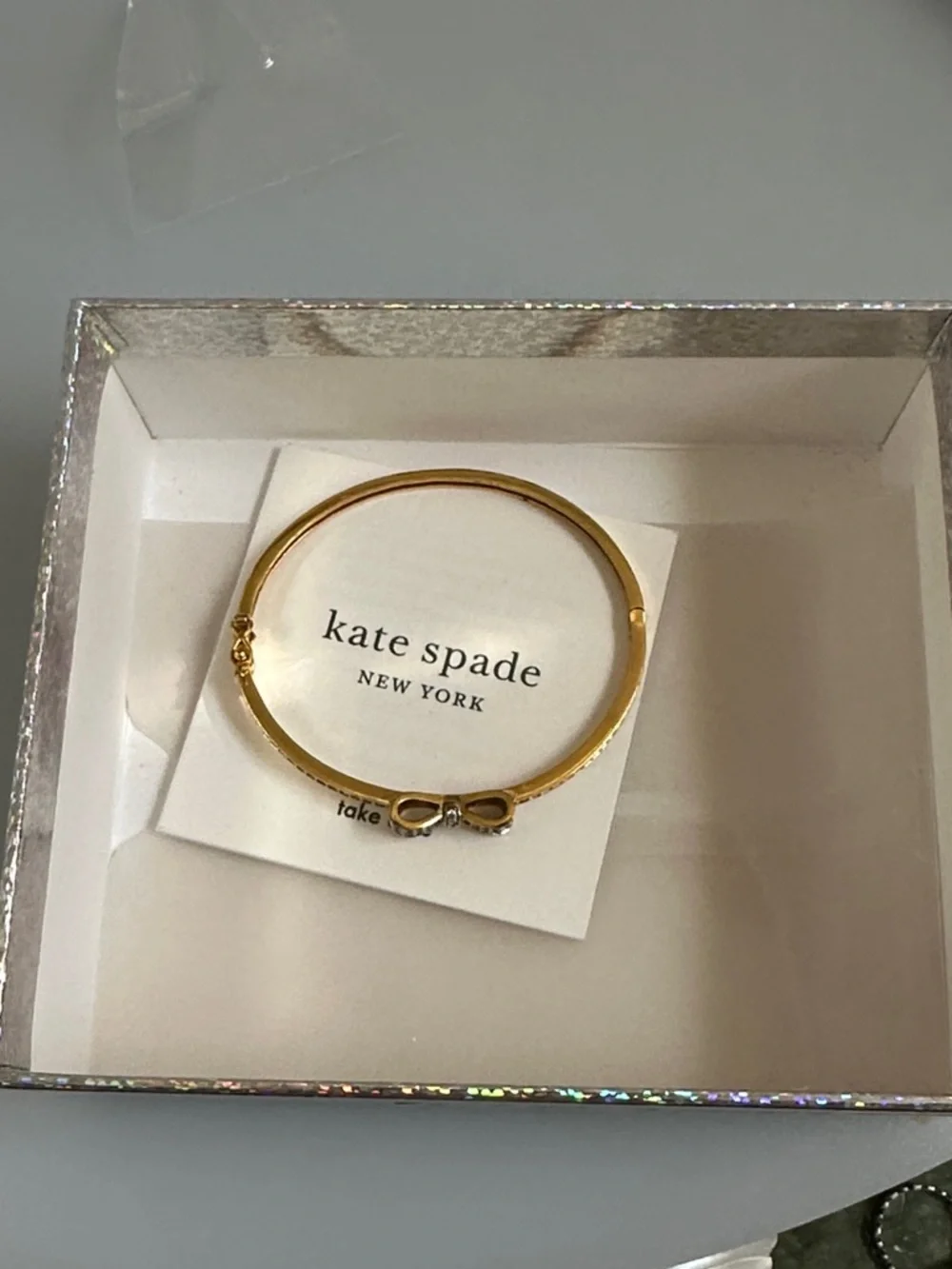 kate spade Gold Bow Crystal Bangle Bracelet - Picture 4 of 7